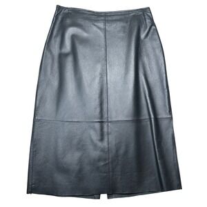 Clio Leather Black Midi Skirt Womens Size 8 Pencil Straight Moto Biker